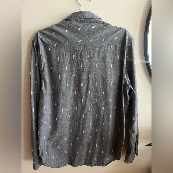 Lucky Brand Pearl Snap Shirt Men's Large Gray Western Style Classic Fit - Picture 2 of 16